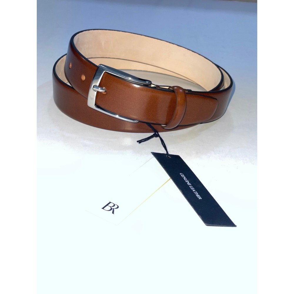 Banana Republic Mens Italian Leather Dress Belt Brown Silver‎ Buckle Size 32